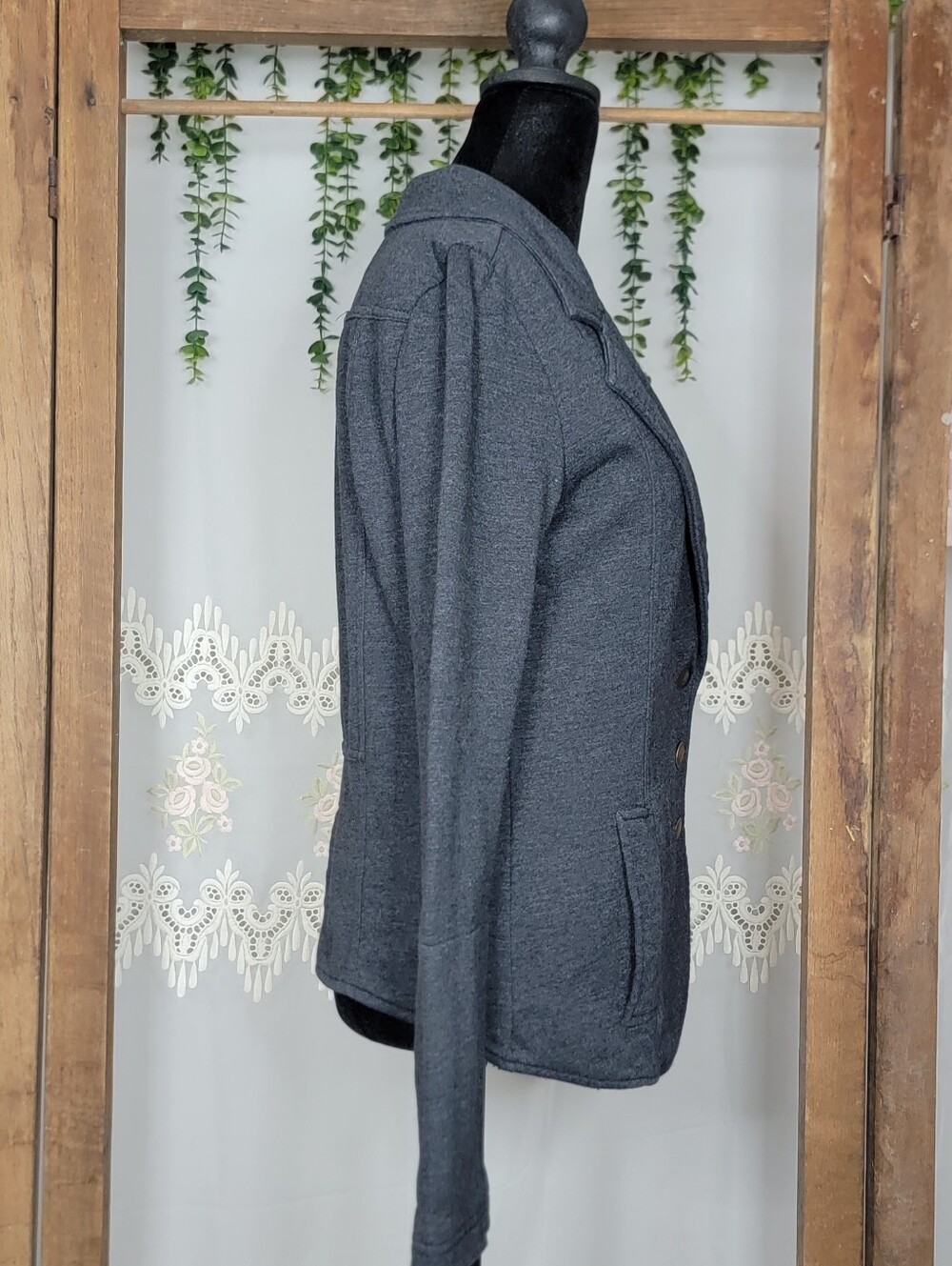 Black Knit Blazer | God Buttons | Soft Structured Casual Jacket - Picture 4 of 8